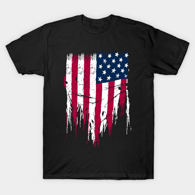 Vintage American Flag USA 4th of July Gift T-Shirt by pika